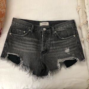 Free People Black Denim Shorts